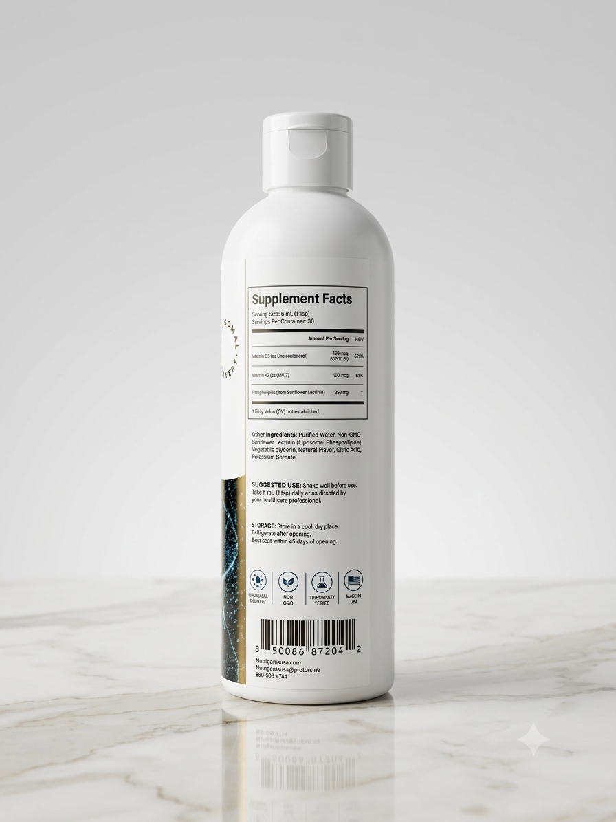 Liposomal D3K2 Liposomal Vitamin D3 + K2 — 6 fl oz (180 mL) liquid supplement